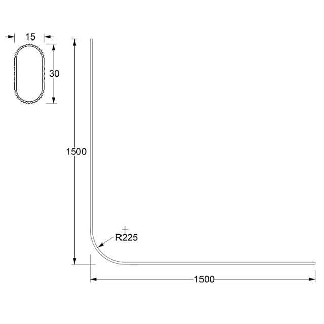 ΓΩΝΙΑΚΗ ΣΩΛΗΝΑ ΟΒΑΛ ΑΛΟΥΜΙΝΙΟΥ - 150x150cm, R225